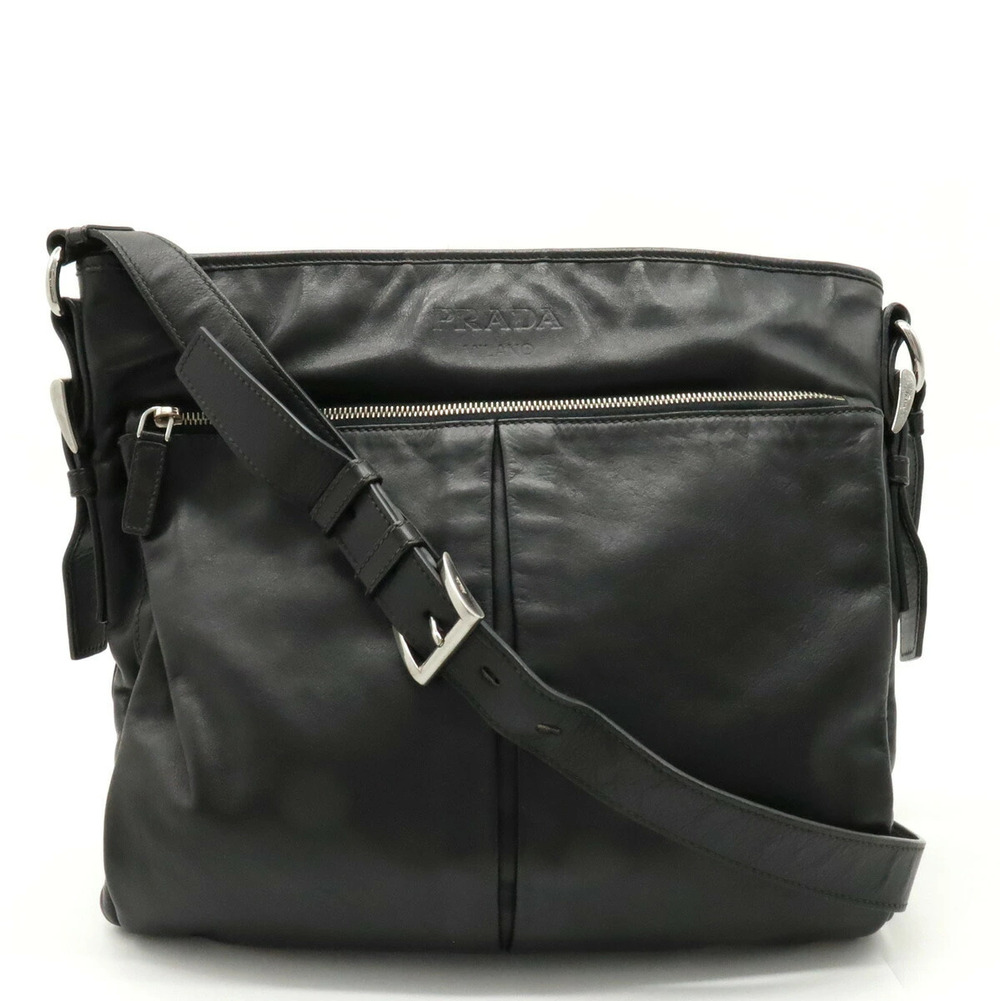 Prada Tessuto Crossbody Bag Leather Soft Calfskin NERO Black